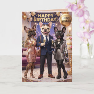 Tarjeta Cumpleaños de adorable Bulldog Francés