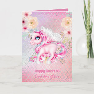 Tarjeta Cumpleaños de ahijada Unicornio Lindo CUALQUIER ED