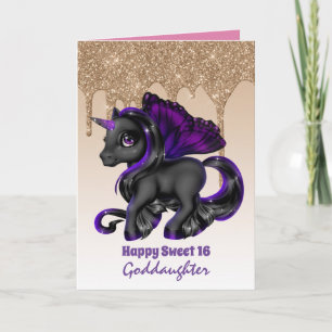 Tarjeta Cumpleaños de ahijada Unicornio Lindo CUALQUIER ED