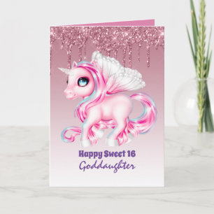 Tarjeta Cumpleaños de ahijada Unicornio Lindo CUALQUIER ED