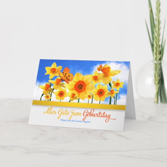 Tarjeta Cumpleaños de ALEMANIA con las mariposas Daffodil  (Anverso)