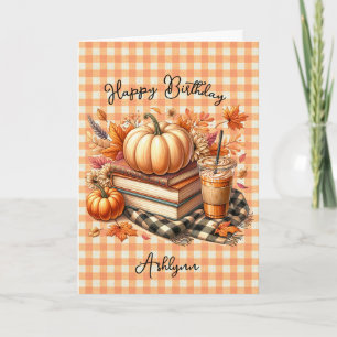 Tarjeta Cumpleaños de amantes de libros Café Pumpkin Spice
