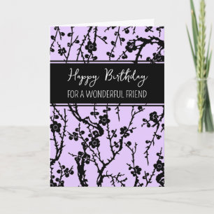 Tarjeta Cumpleaños de Amigo de las Flores Púrpura