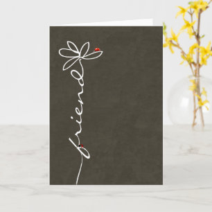 Tarjeta cumpleaños de amigo margaritas y mariquitas en tar