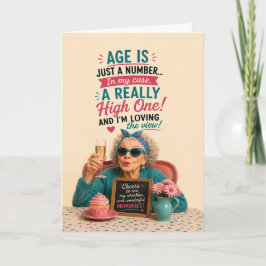 Tarjeta Cumpleaños de Anciana Sassy La Edad es Solo un Núm