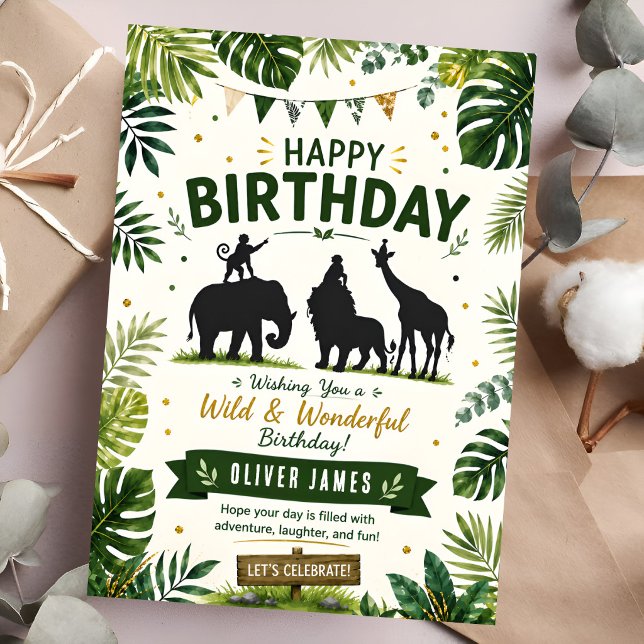 Tarjeta Cumpleaños de Animales Salvajes de la Jungla (Subido por el creador)