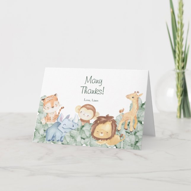 Tarjeta Cumpleaños de animales salvajes de safari (Anverso)
