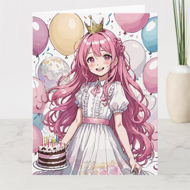 Tarjeta cumpleaños de Anime chica (Anverso)