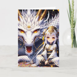 Tarjeta Cumpleaños de Anime Warrior y Chica Dragón