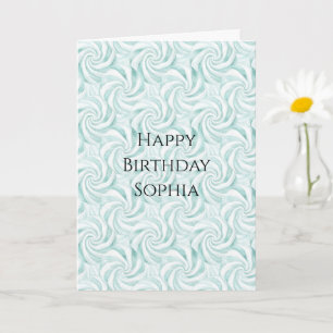 Tarjeta Cumpleaños de Aqua Mint White Swirls