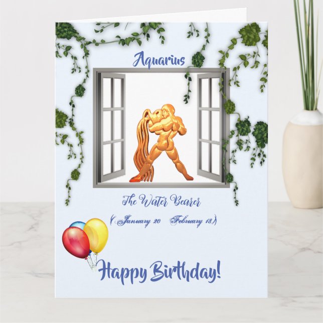 Tarjeta Cumpleaños de Aquarius (20 ene - 18 feb) (Anverso)