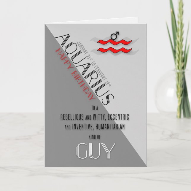 Tarjeta Cumpleaños de Aquarius para Él del 21 de enero al  (Anverso)