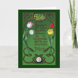 Tarjeta Cumpleaños de Art Nouveau de abril con tulipanes