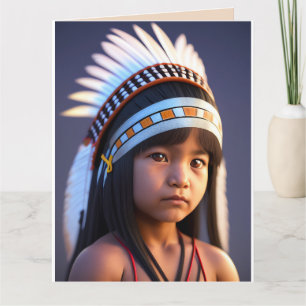 TARJETA CUMPLEAÑOS DE ARTE DE NIÑOS DE LA TRIBAL NATIVA AM
