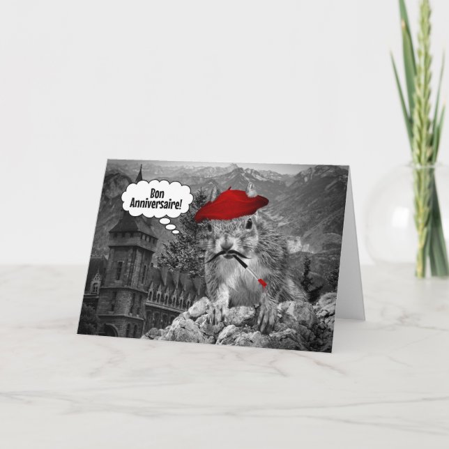 Tarjeta Cumpleaños de Artistas Franceses de ardilla (Anverso)