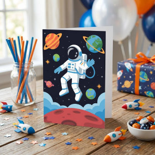 Tarjeta Cumpleaños de astronauta del espacio exterior del 