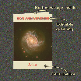 Tarjeta cumpleaños de astronomía de texto personalizado fr