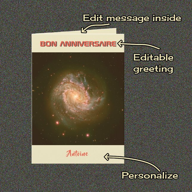 Tarjeta cumpleaños de astronomía de texto personalizado fr (Subido por el creador)