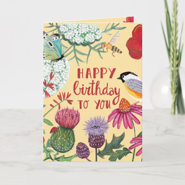 Tarjeta Cumpleaños de aves silvestres (Anverso)