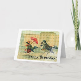 Tarjeta Cumpleaños de Aves Vintage