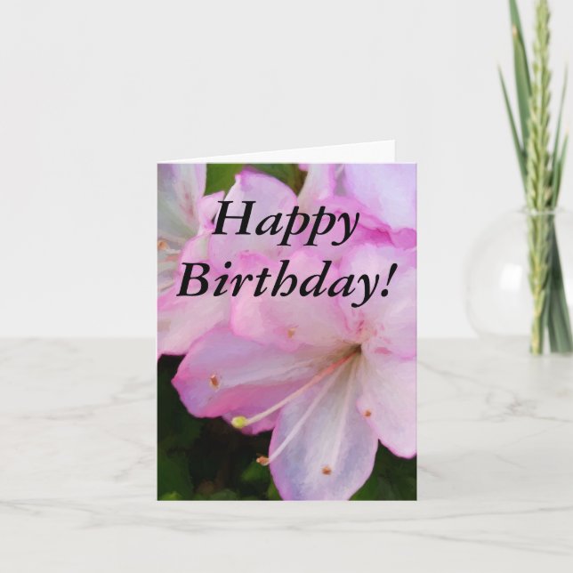 Tarjeta Cumpleaños de Azaleas Rosadas (Anverso)