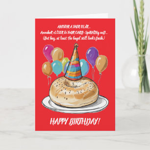 Tarjeta cumpleaños de Bagel con globos