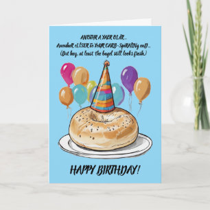 Tarjeta cumpleaños de Bagel con globos