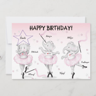 Tarjeta Cumpleaños de Bailarina de Elefante 