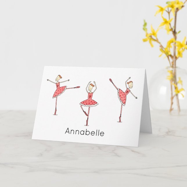 Tarjeta Cumpleaños de Bailarina Personalizado  (flor amarilla)
