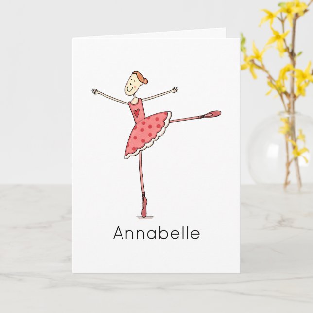 Tarjeta Cumpleaños de Bailarina Personalizado  (flor amarilla)