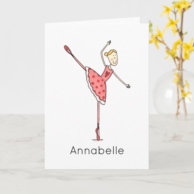 Tarjeta Cumpleaños de Bailarina Personalizado  (flor amarilla)