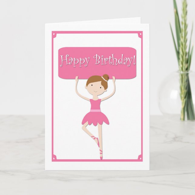 Tarjeta Cumpleaños de Ballerina Rosa (Anverso)
