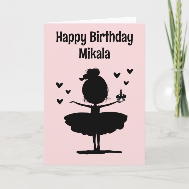 Tarjeta Cumpleaños de Ballerina Silhouette personalizada (Anverso)