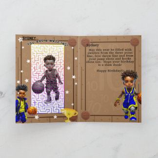 Tarjeta Cumpleaños de Baloncesto de Chicos Negros 'You Are