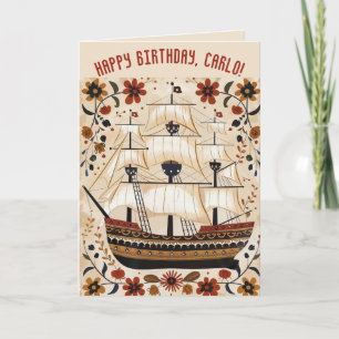 Tarjeta Cumpleaños de Barco de Vela Editable 