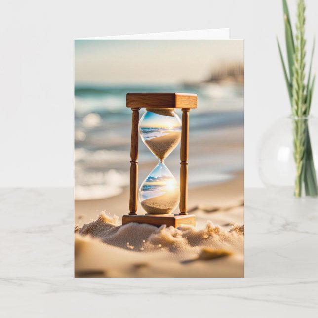 Tarjeta Cumpleaños de Beach Hourglass (Anverso)