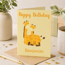 Tarjeta Cumpleaños de bebé con jirafas