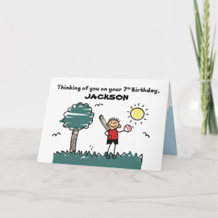 Tarjeta Cumpleaños de béisbol 7 personalizado con figura d