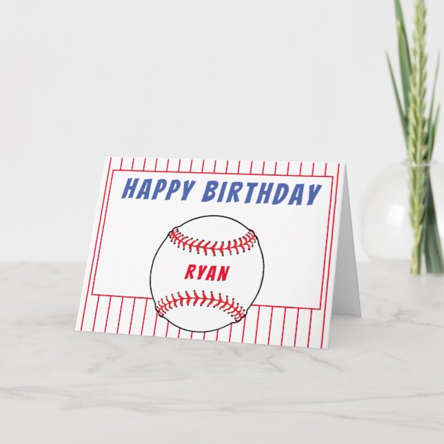 Tarjeta Cumpleaños de béisbol personalizado para niños (Anverso)