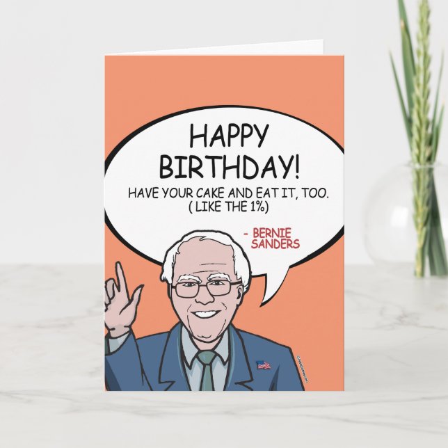 Tarjeta Cumpleaños de Bernie Sanders - Toma tu pastel (Anverso)