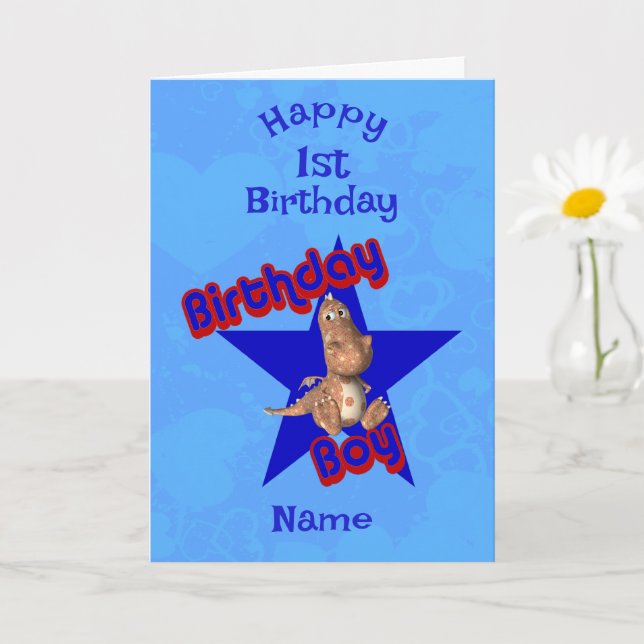 Tarjeta Cumpleaños de Birday Boy Cute Dinosaur (Planta pequeña)