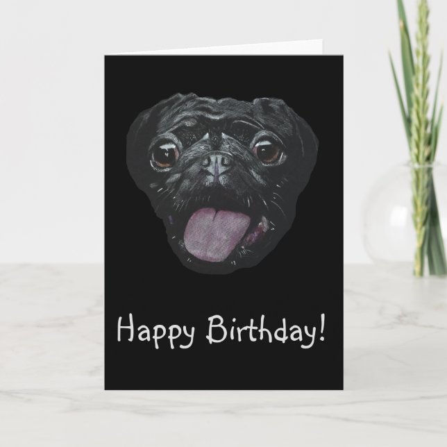 Tarjeta Cumpleaños de Black Pug (Anverso)