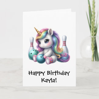 Tarjeta Cumpleaños de bolos de unicornio para niñas person
