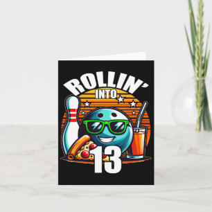 Tarjeta Cumpleaños de Bolos Rollin Into 13 Fiesta de Cumpl
