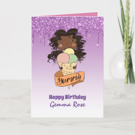 Tarjeta Cumpleaños de bonito Chica negra - Muchos temas