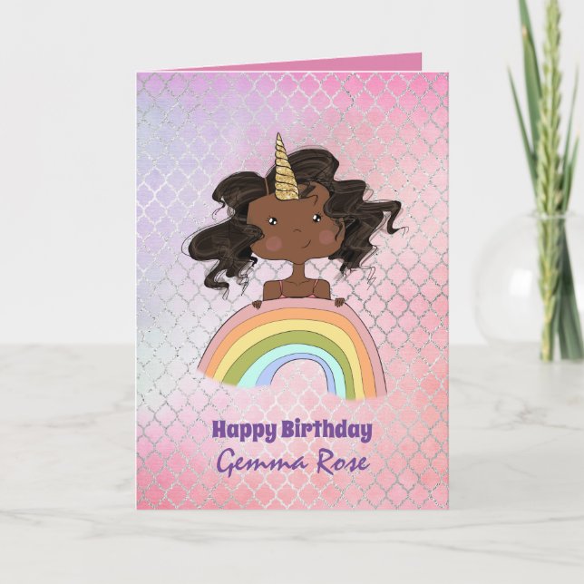 Tarjeta Cumpleaños de bonito Chica negra - Muchos temas (Anverso)