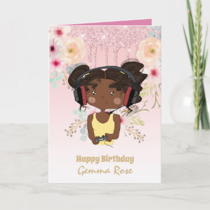 Tarjeta Cumpleaños de bonito Chica negra - Muchos temas