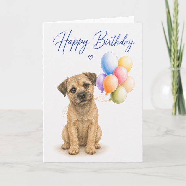 Tarjeta Cumpleaños de Border Terrier (Anverso)