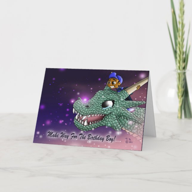 Tarjeta Cumpleaños de Boy y Dragon (Anverso)