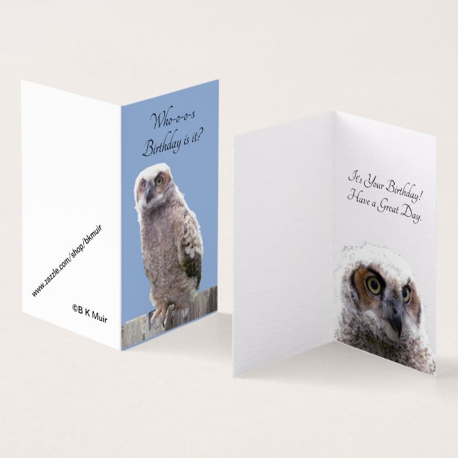 Tarjeta - Cumpleaños de búho (Interior y exterior)